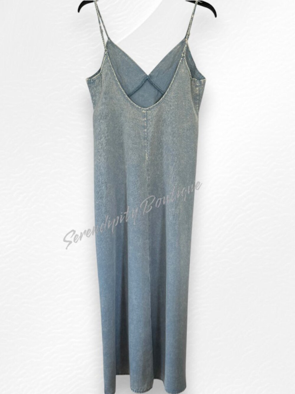 Zenana Soft Tencel Denim Light Wash Maxi Dress Flowy Cami Sundress Blue NWT - Picture 7 of 10
